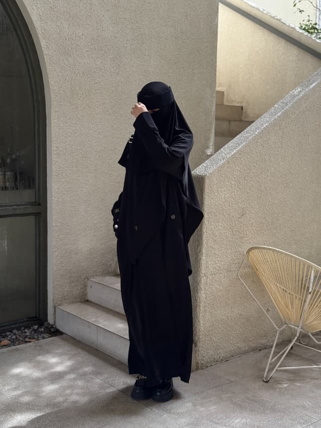 Set Straight Abaya & Khimar - Black on Black