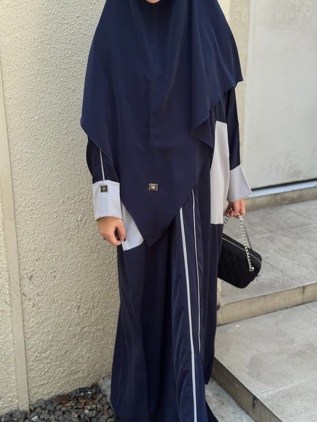 Straight Abaya - Navy Cool Grey
