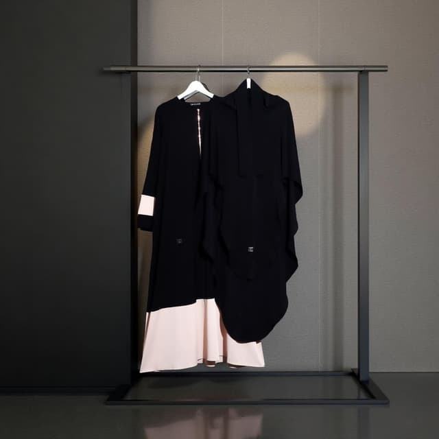 Set Noir Abaya - Black Cloud Cream