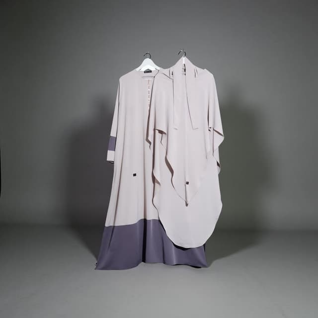 Set Noir Abaya - Almond Milk Grey