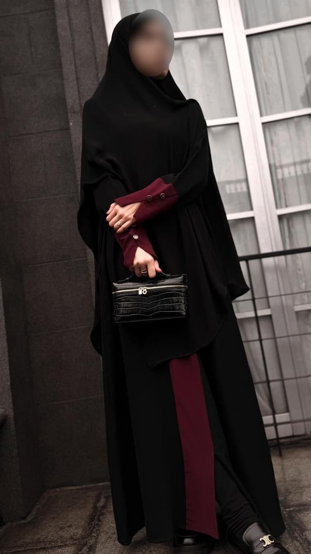 Set Fleur Abaya Maroon & Khimar