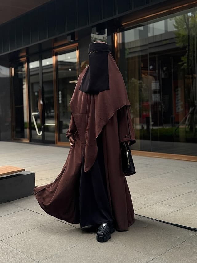 Divine Abaya - Dark Mocha inner Black
