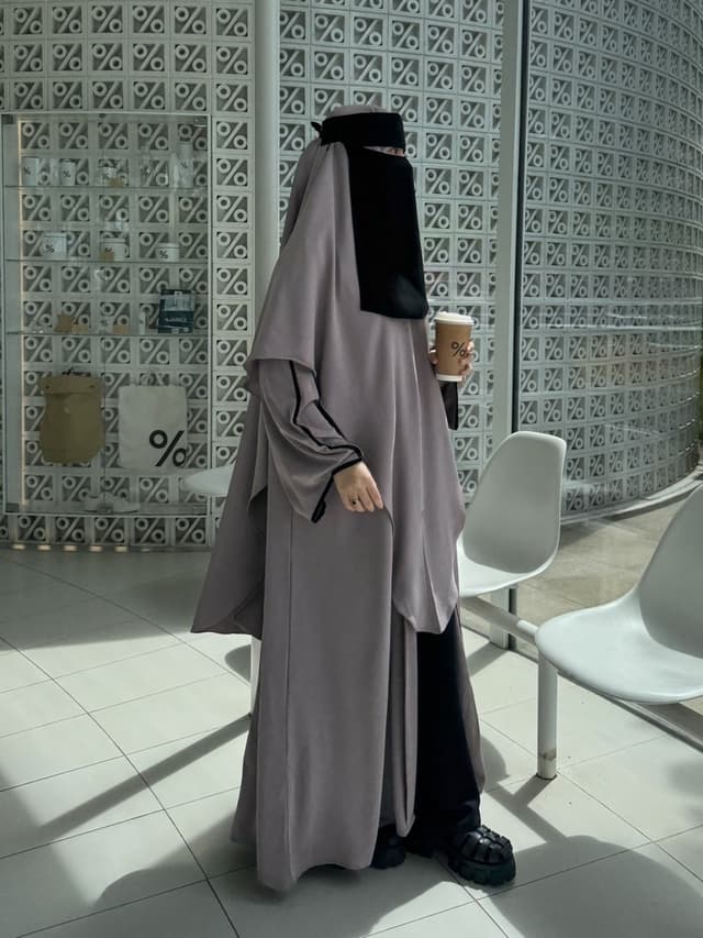 Divine Abaya - Soft Taupe inner Black