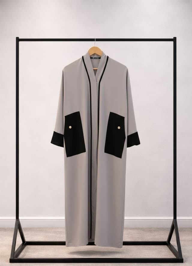 Straight Abaya - Grey Black (Dubai)